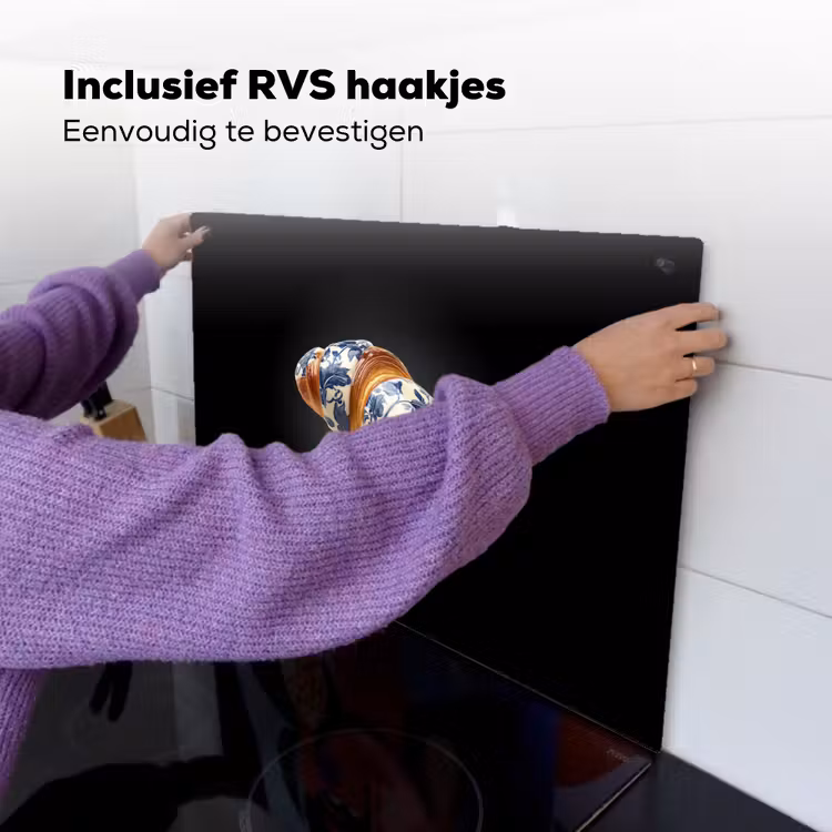 Croissant - Bloemenpatroon - Delftsblauw Inductie beschemer met haakjes klein -ky-ophangen-nl