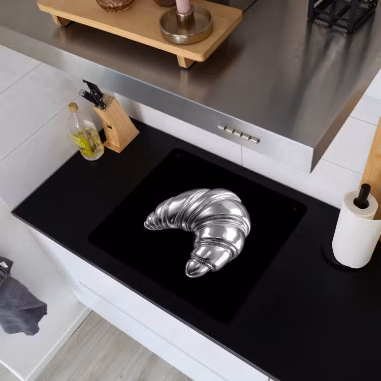 Croissant - Metaal - Zilver Inductie beschemer met haakjes middel -sfeer1