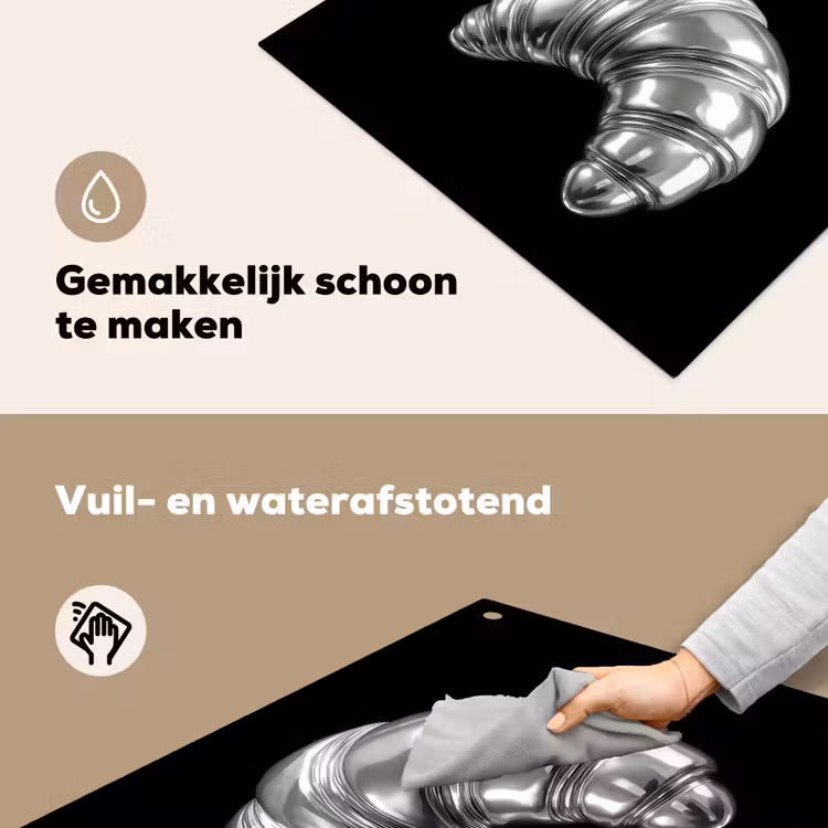 Croissant - Metaal - Zilver Inductie beschemer met haakjes middel -ky-schoon-nl