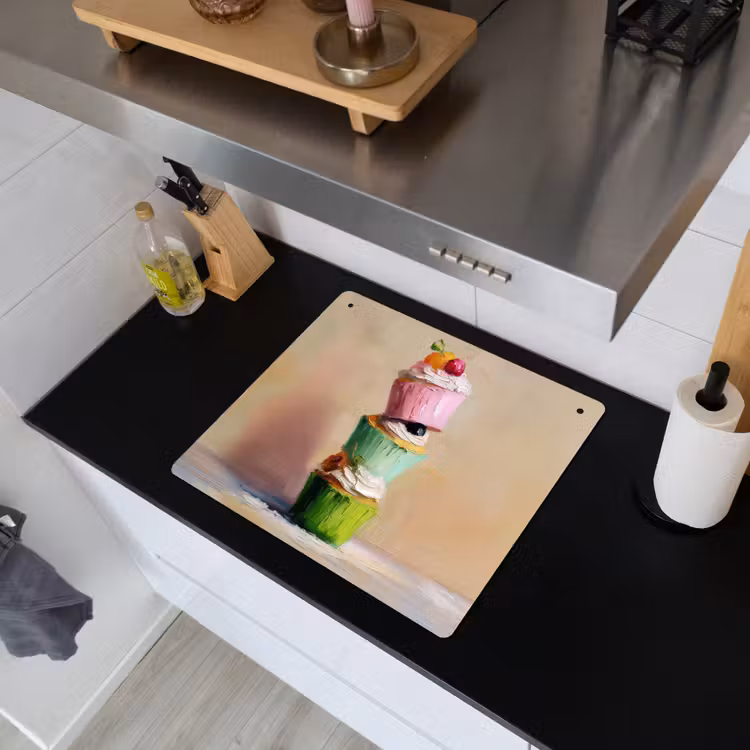 Cupcakes - Gestapeld - Kleurrijk - Fruit Inductie beschemer met haakjes middel -sfeer1
