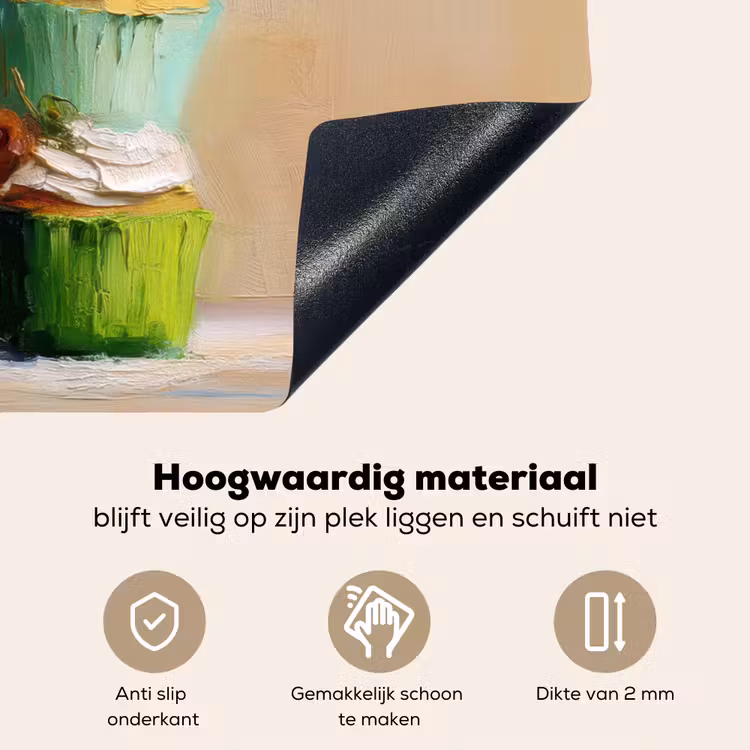 Cupcakes - Gestapeld - Kleurrijk - Fruit Inductie beschemer met haakjes middel -ky-onderkant-nl