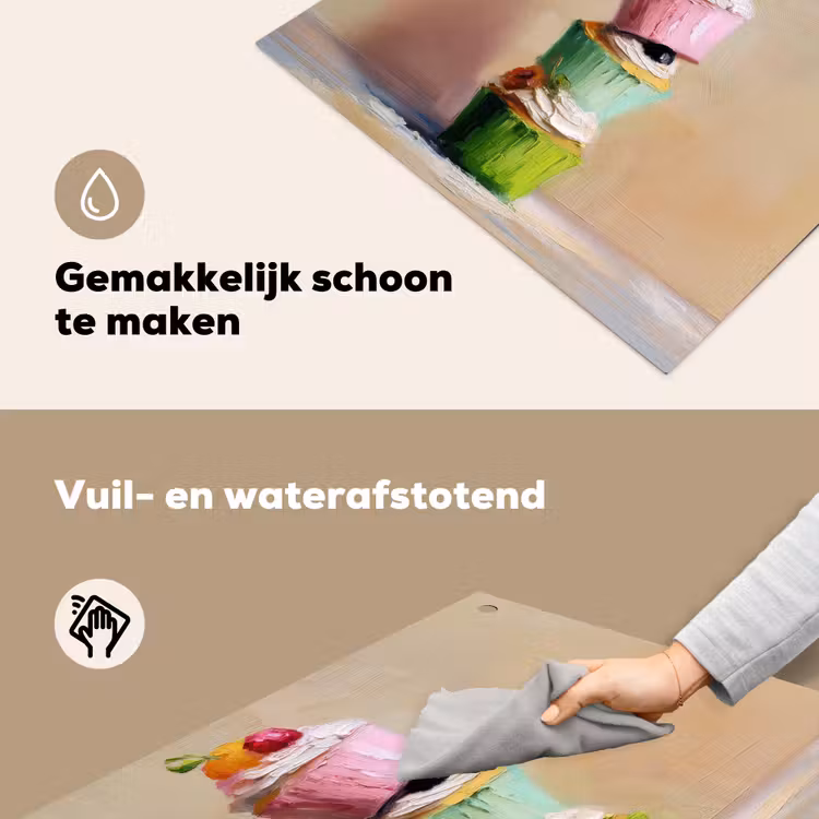 Cupcakes - Gestapeld - Kleurrijk - Fruit Inductie beschemer met haakjes middel -ky-schoon-nl