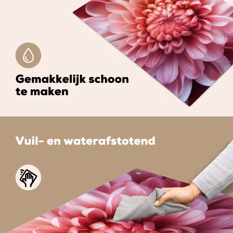 Dahlia - Bloem - Close up - Roze Inductie beschemer met haakjes klein -ky-schoon-nl