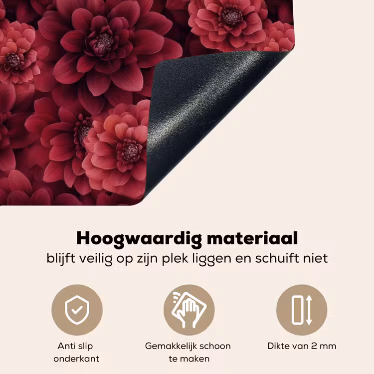 Dahlias - Bloemen - Rood Inductie beschemer met haakjes klein 777 -ky-onderkant-nl