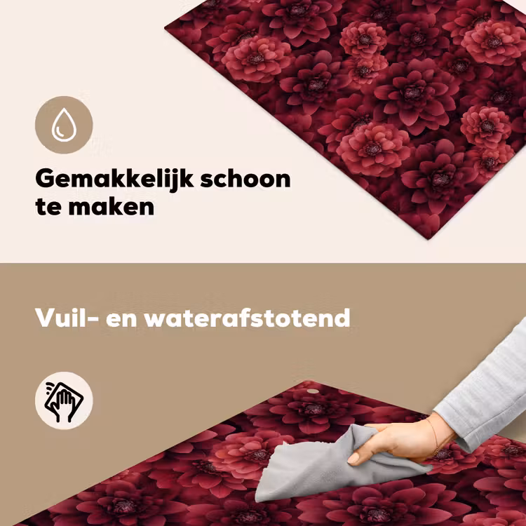 Dahlias - Bloemen - Rood Inductie beschemer met haakjes klein 777 -ky-schoon-nl