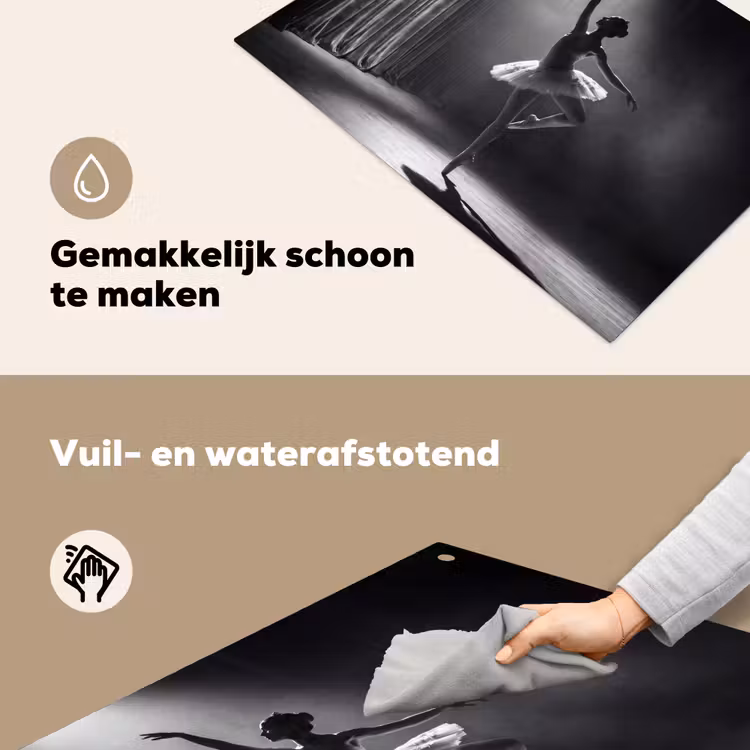 Danser - Podium - Zwart-wit - Kunst - Klassiek Inductie beschemer met haakjes klein -ky-schoon-nl