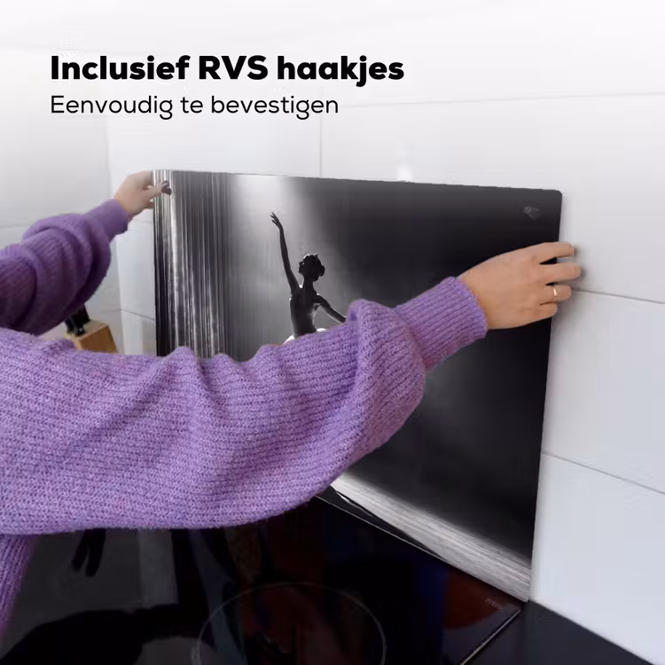 Danser - Podium - Zwart-wit - Kunst - Klassiek Inductie beschemer met haakjes klein -ky-ophangen-nl