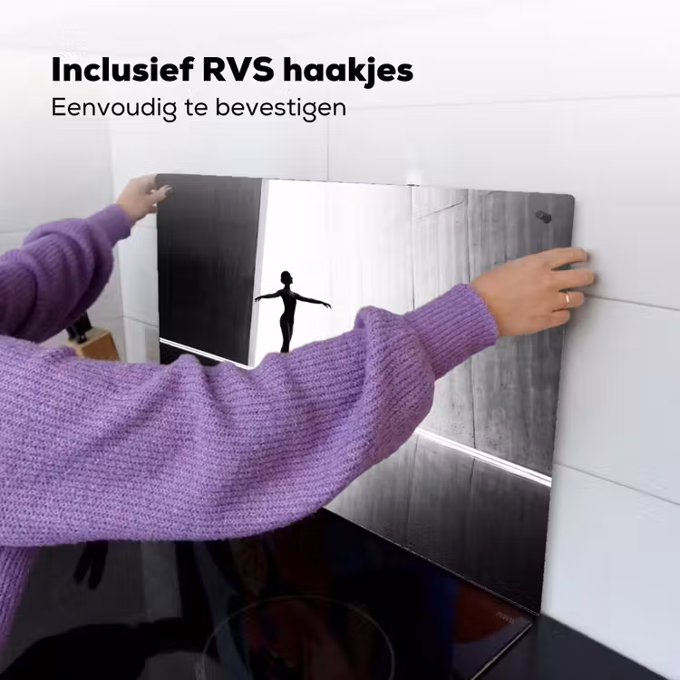Danser - Silhouette - Kunst - Modern - Zwart-wit Inductie beschemer met haakjes klein -ky-ophangen-nl