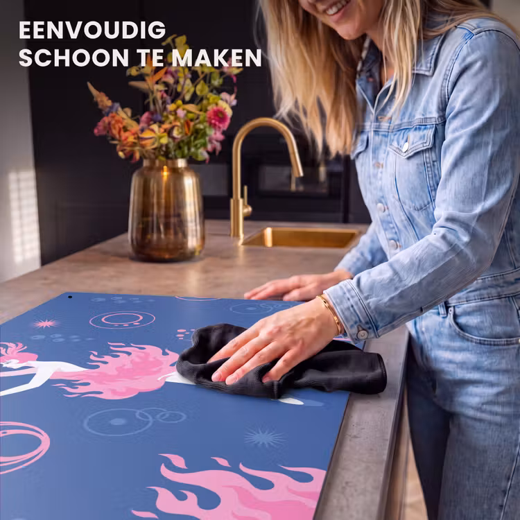 Danseres - Vlammenrok - Abstract - Roze - Blauw Inductie beschemer met haakjes klein -ky-schoon-nl