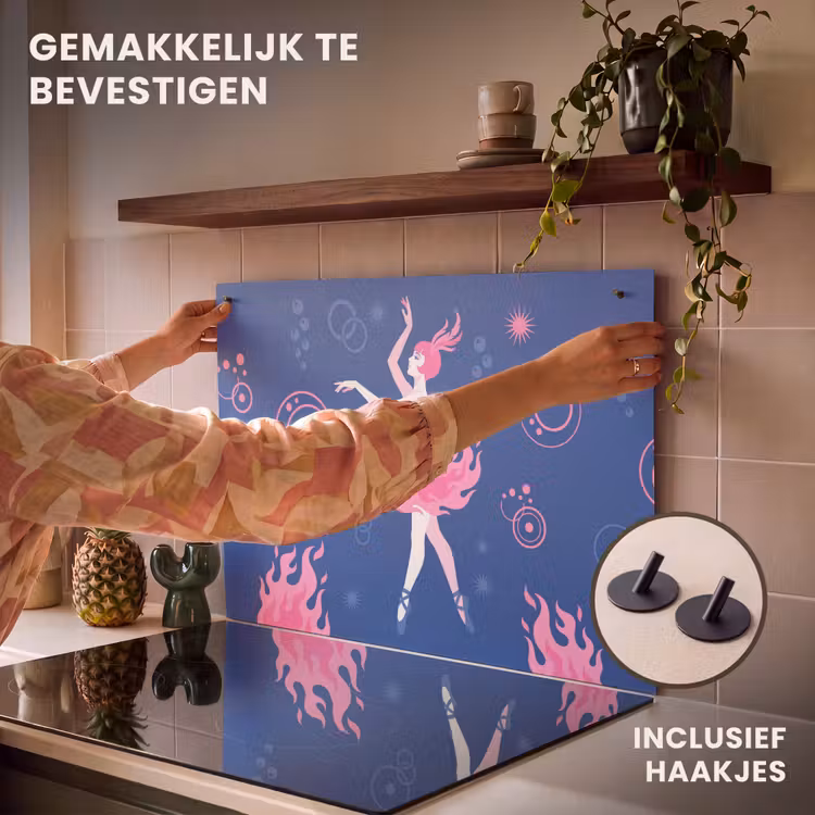Danseres - Vlammenrok - Abstract - Roze - Blauw Inductie beschemer met haakjes klein -ky-ophangen-nl