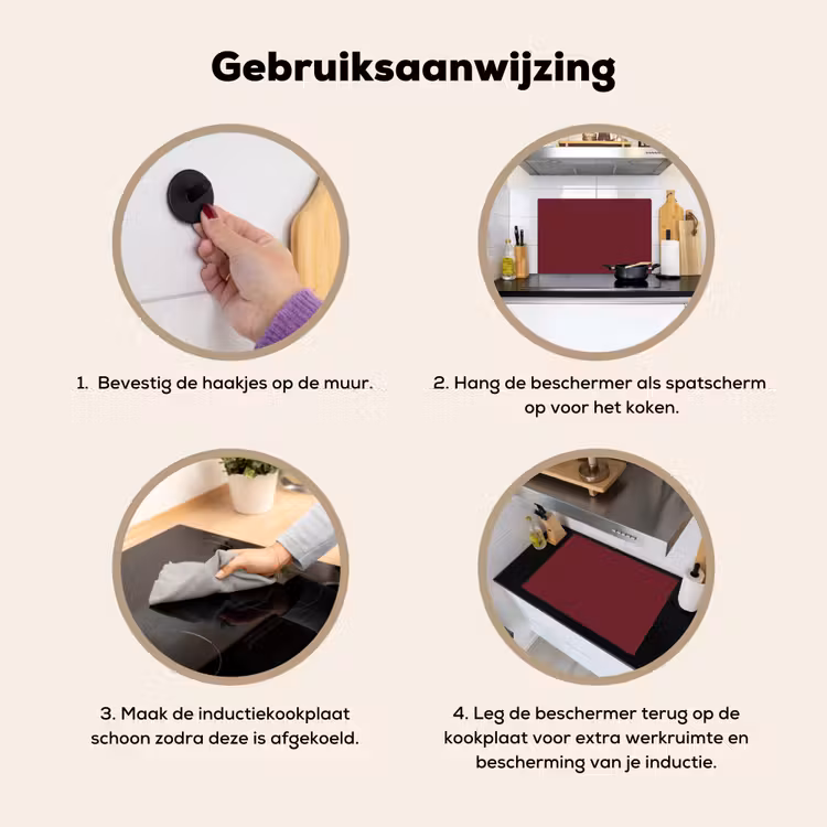 Dark - Garnet - Rood Inductie beschemer met haakjes klein 777 -ky-gebruik-nl