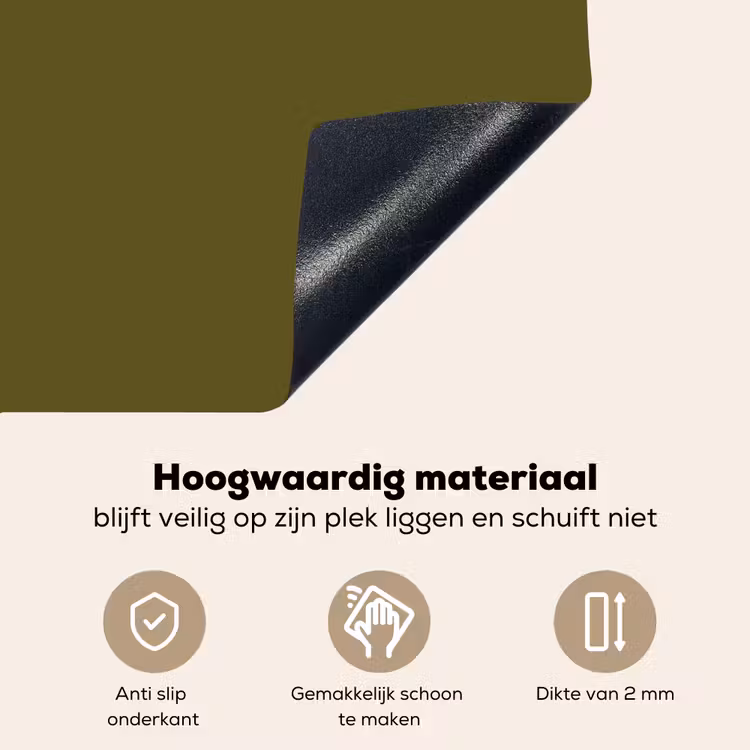 Dark - Olive - Groen Inductie beschemer met haakjes klein 777 -ky-onderkant-nl