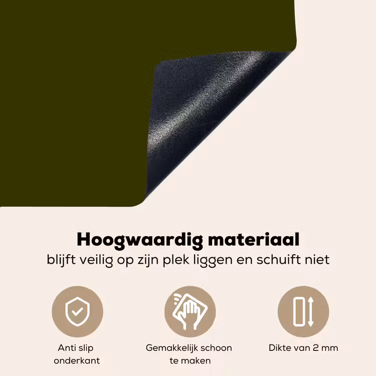 Dark - Olive - Groen Inductie beschemer met haakjes klein 777 -ky-onderkant-nl