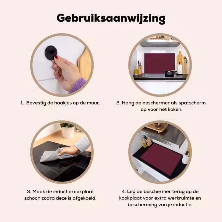 Deep - Plum - Paars Inductie beschemer met haakjes klein 777 -ky-gebruik-nl