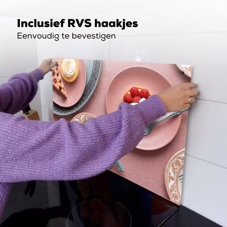 Dessert - Taart - Gebak - Zoet - Roze Inductie beschemer met haakjes klein -ky-ophangen-nl