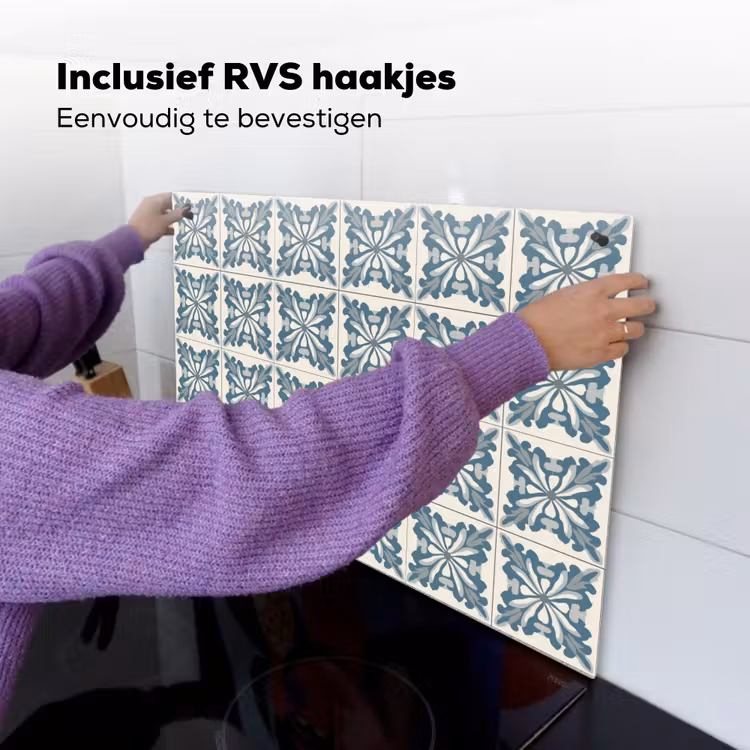 Dessin - Tegel - Blauw Inductie beschemer met haakjes klein 777 -ky-ophangen-nl