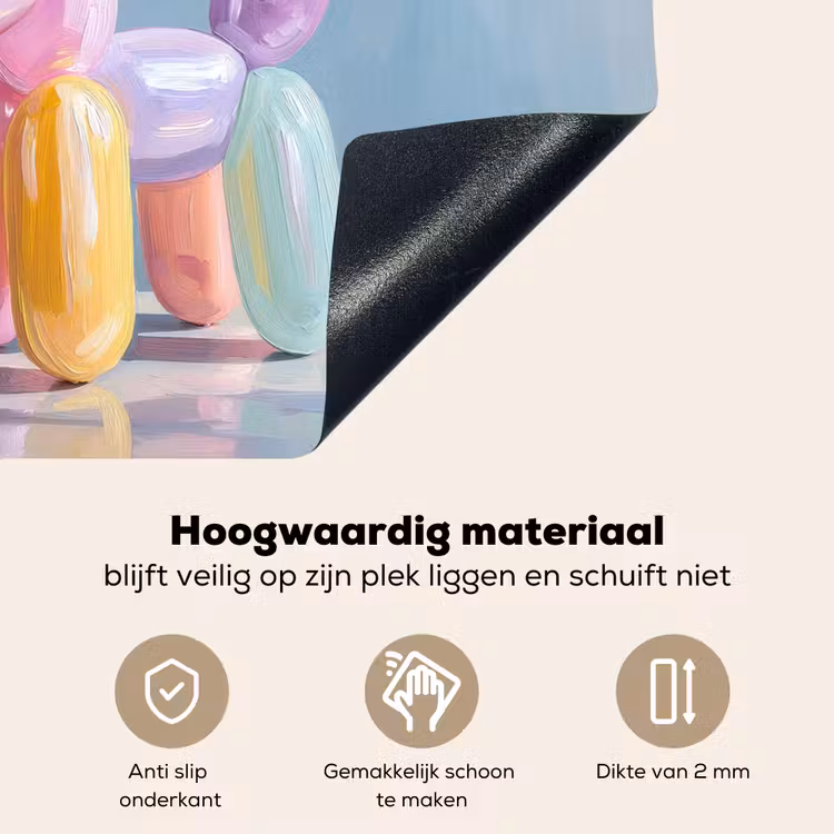 Dier - Ballon - Pasteltinten - Glanzend Inductie beschemer met haakjes middel -ky-onderkant-nl