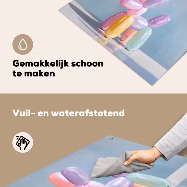Dier - Ballon - Pasteltinten - Glanzend Inductie beschemer met haakjes middel -ky-schoon-nl