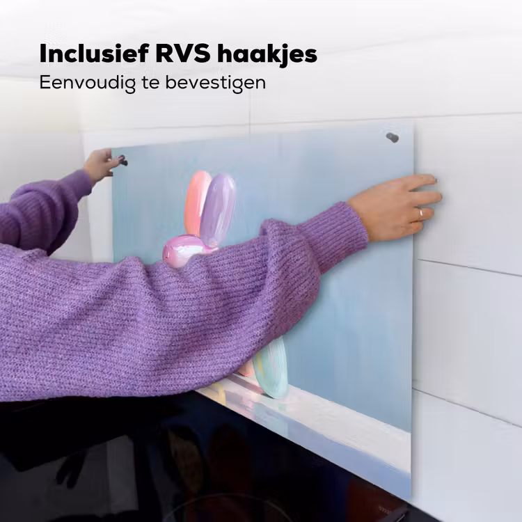 Dier - Ballon - Pasteltinten - Glanzend Inductie beschemer met haakjes middel -ky-ophangen-nl