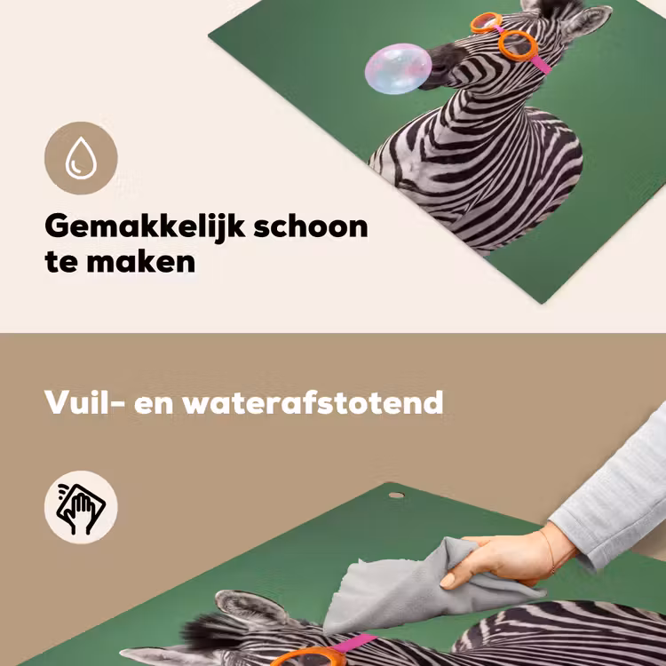 Dier - Bril - Bel - Modern - Groen Inductie beschemer met haakjes klein -ky-schoon-nl