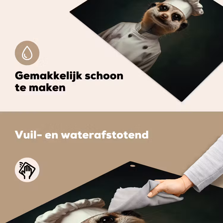 Dier - Kok - Stokstaartje Inductie beschemer met haakjes klein -ky-schoon-nl