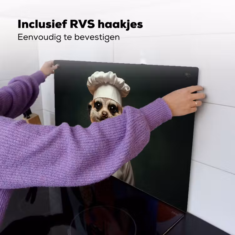 Dier - Kok - Stokstaartje Inductie beschemer met haakjes klein -ky-ophangen-nl