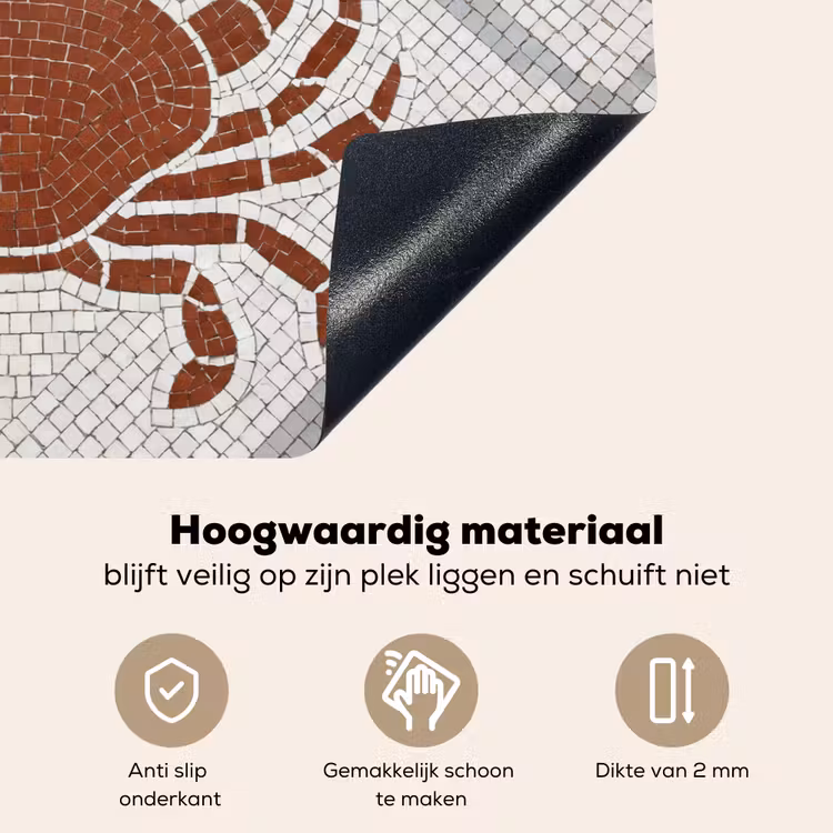 Dier - Mozaïek - Zee - Klassiek - Bruin Inductie beschemer met haakjes klein -ky-onderkant-nl