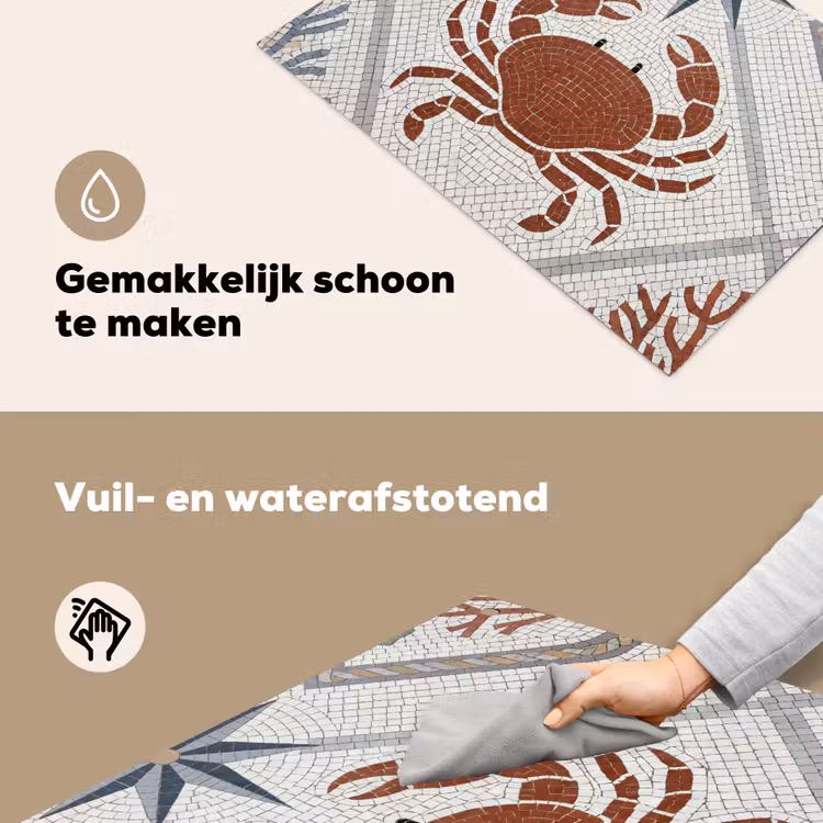 Dier - Mozaïek - Zee - Klassiek - Bruin Inductie beschemer met haakjes klein -ky-schoon-nl