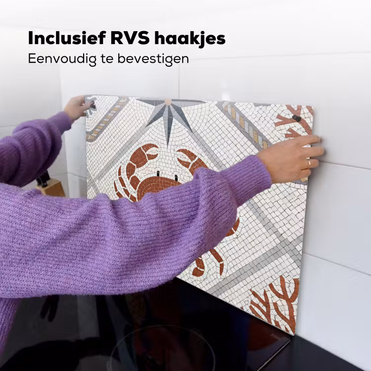Dier - Mozaïek - Zee - Klassiek - Bruin Inductie beschemer met haakjes klein -ky-ophangen-nl