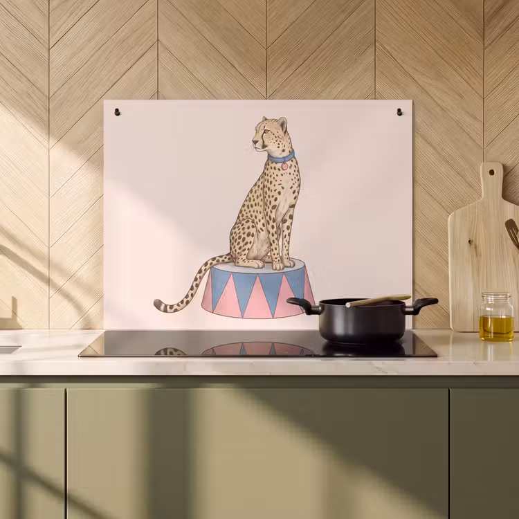 Dieren - Circus - Illustratie - Vintage - Roze Inductie beschemer met haakjes klein -sfeer2