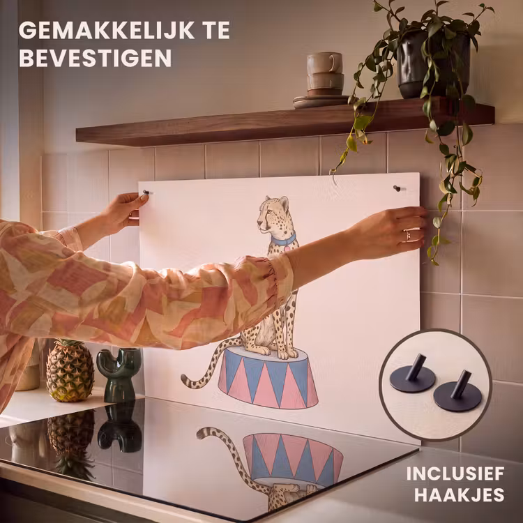 Dieren - Circus - Illustratie - Vintage - Roze Inductie beschemer met haakjes klein -ky-ophangen-nl