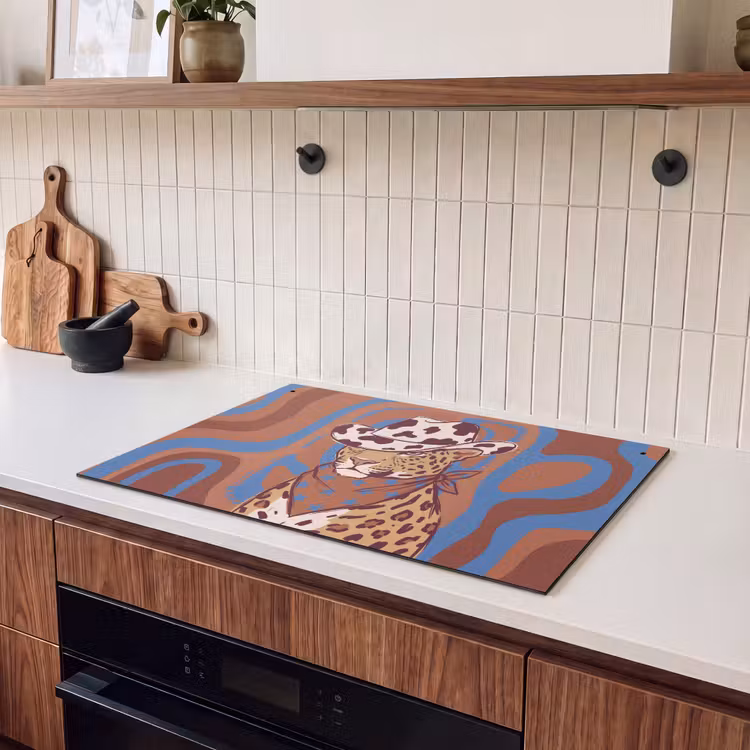 Dieren - Cowboyhoed - Modern - Illustratie - Bruin Inductie beschemer met haakjes klein -sfeer1