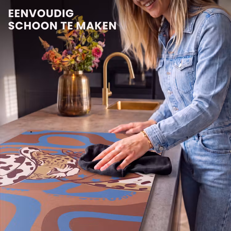 Dieren - Cowboyhoed - Modern - Illustratie - Bruin Inductie beschemer met haakjes klein -ky-schoon-nl