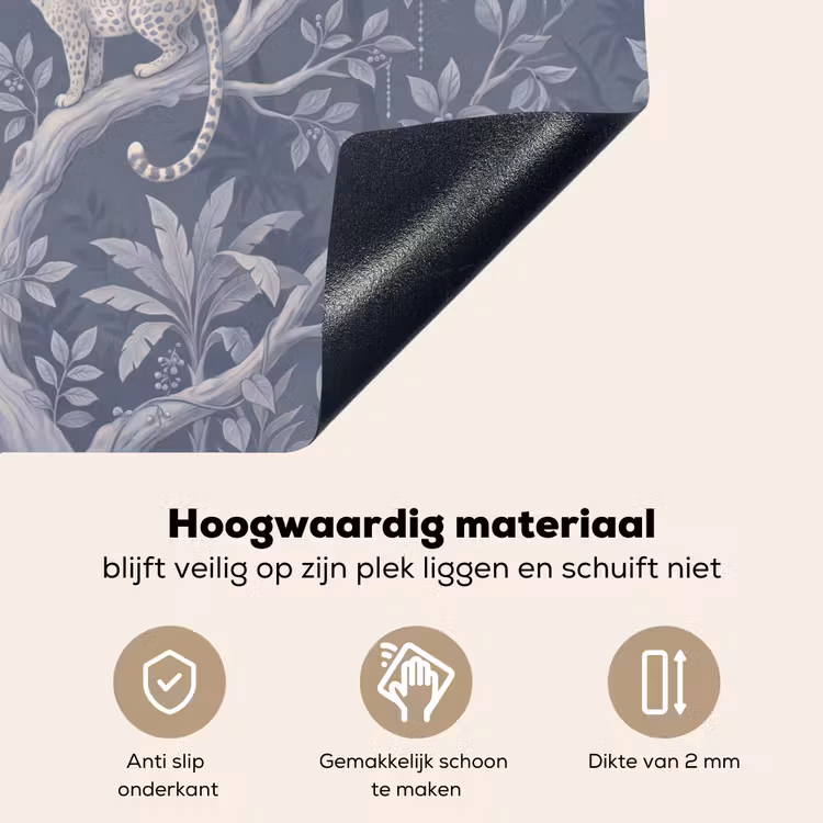 Dieren - Jungle - Illustratie - Bomen - Blauw Inductie beschemer met haakjes klein -ky-onderkant-nl