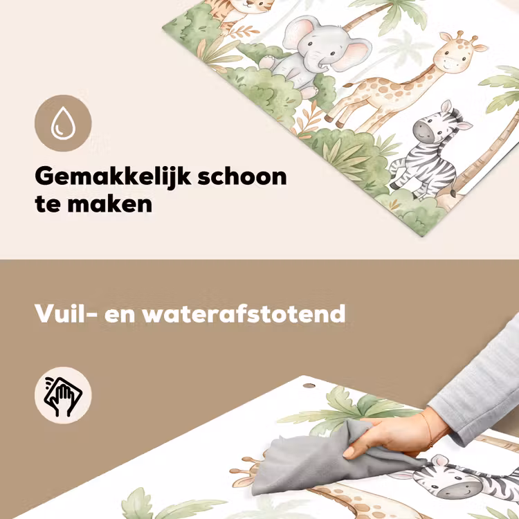 Dieren - Jungle - Pastel Inductie beschemer met haakjes klein -ky-schoon-nl