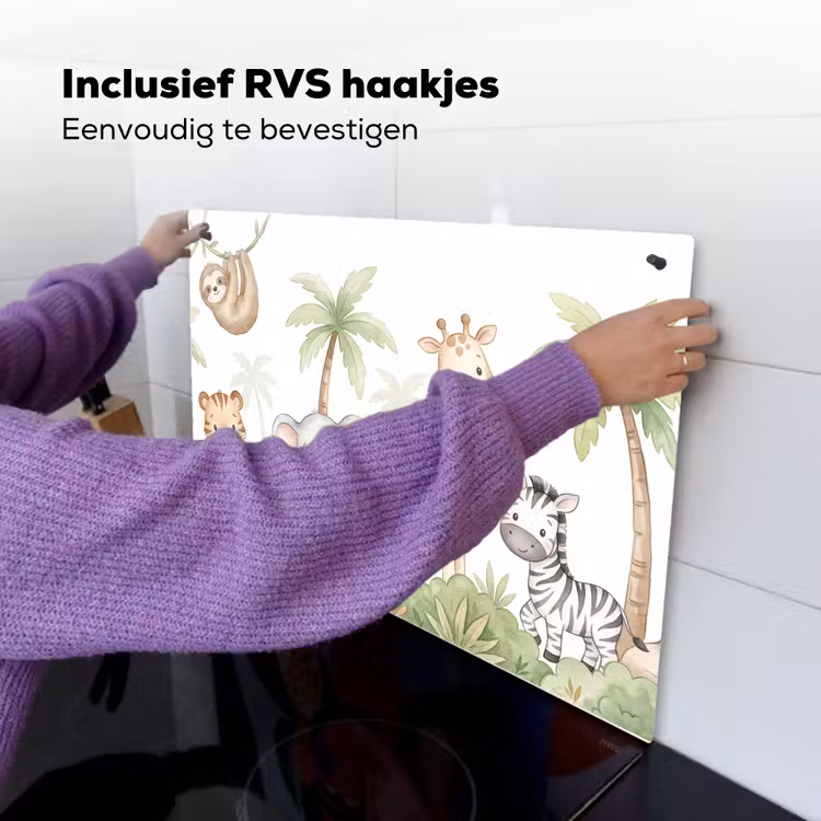 Dieren - Jungle - Pastel Inductie beschemer met haakjes klein -ky-ophangen-nl