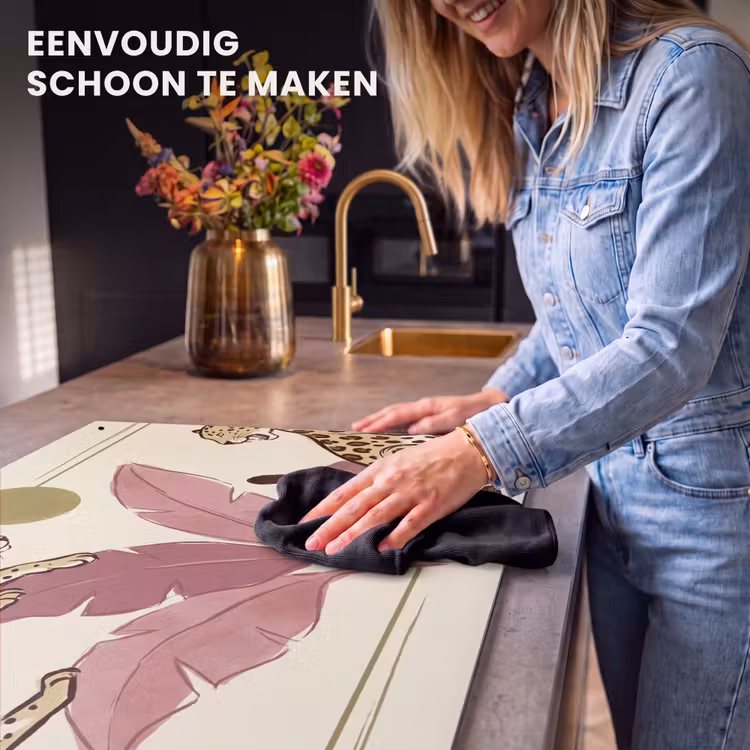 Dieren - Kat - Jungle - Illustratie - Beige Inductie beschemer met haakjes klein -ky-schoon-nl