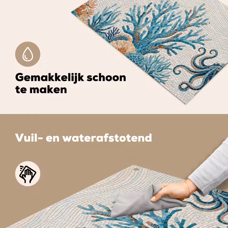 Dieren - Onderwater - Natuur - Mozaïek - Blauw Inductie beschemer met haakjes klein -ky-schoon-nl