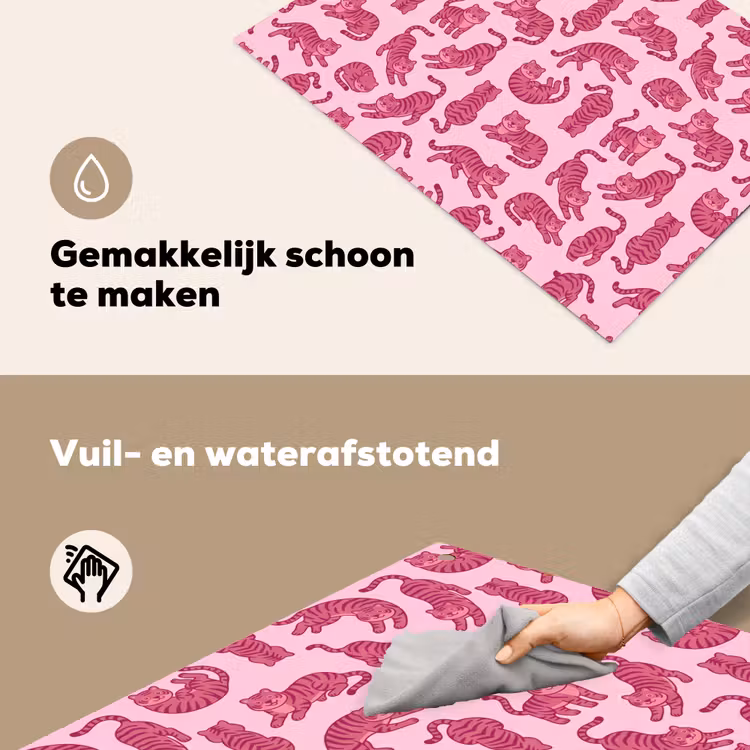 Dieren - Patroon - Roze - Speels - Cartoon Inductie beschemer met haakjes klein -ky-schoon-nl