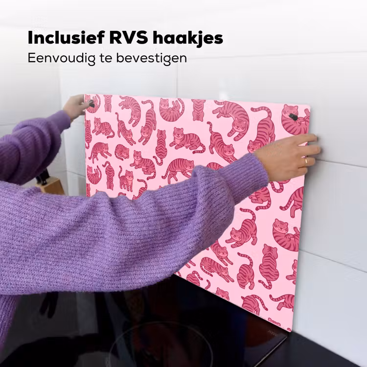 Dieren - Patroon - Roze - Speels - Cartoon Inductie beschemer met haakjes klein -ky-ophangen-nl