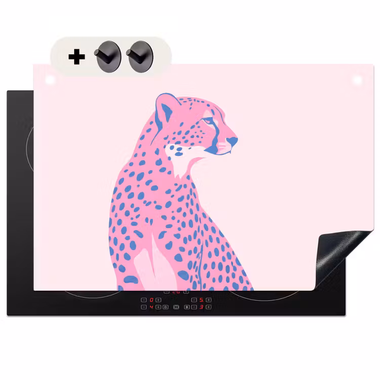 Dieren - Profiel - Abstract - Roze - Blauw Inductie beschemer met haakjes klein -3d