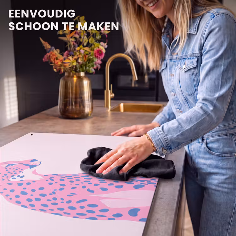 Dieren - Profiel - Abstract - Roze - Blauw Inductie beschemer met haakjes klein -ky-schoon-nl