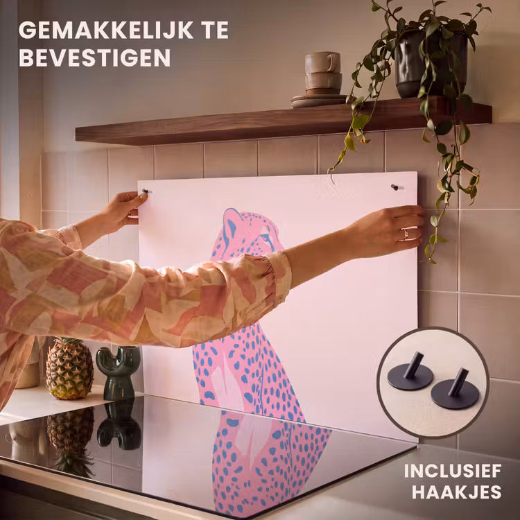 Dieren - Profiel - Abstract - Roze - Blauw Inductie beschemer met haakjes klein -ky-ophangen-nl