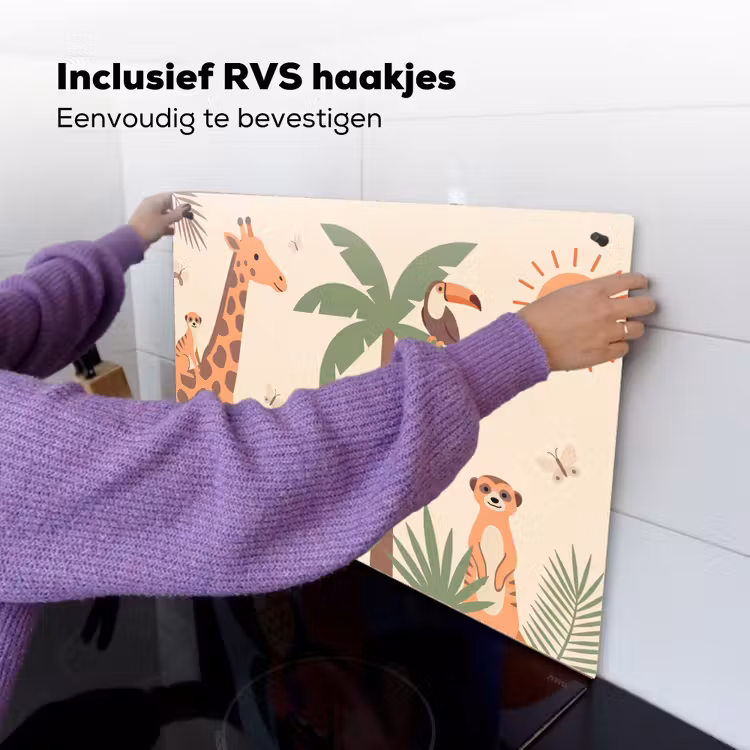 Dieren - Tropisch - Safari - Kleurrijk Inductie beschemer met haakjes klein -ky-ophangen-nl