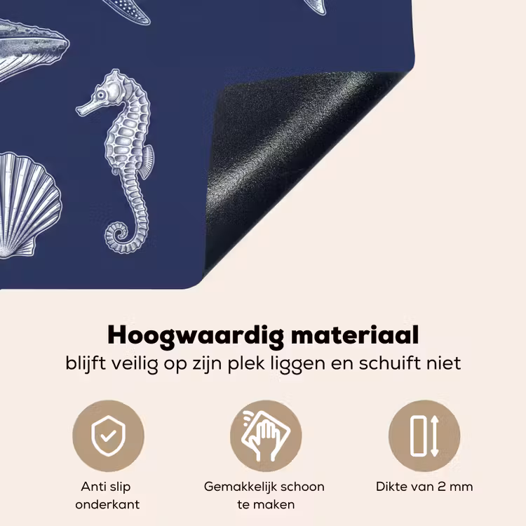 Dieren - Zeeleven - Oceaan - Graveren - Blauw Inductie beschemer met haakjes klein -ky-onderkant-nl
