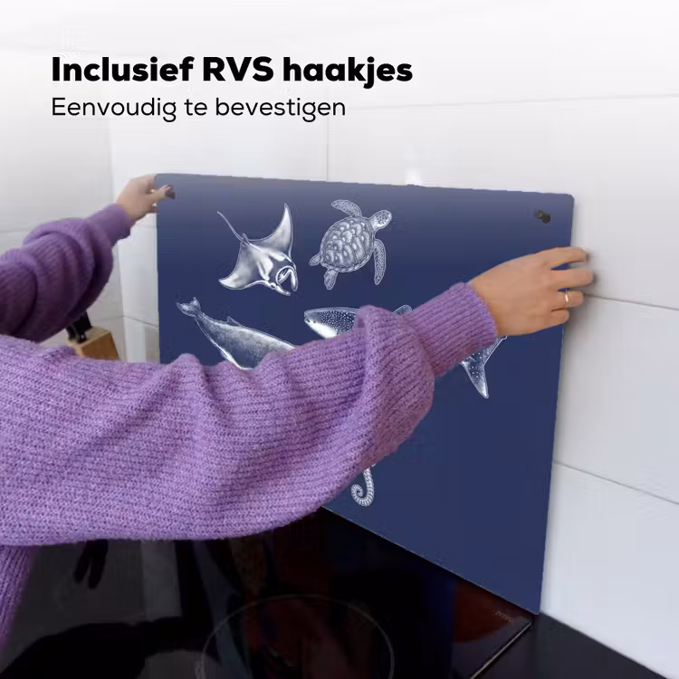 Dieren - Zeeleven - Oceaan - Graveren - Blauw Inductie beschemer met haakjes klein -ky-ophangen-nl