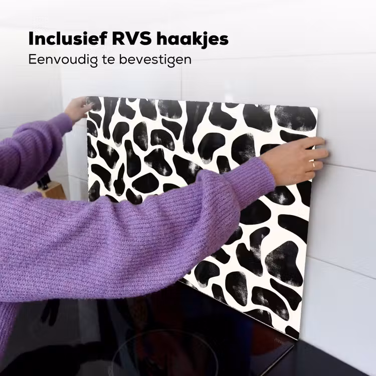 Dierenpatroon - Vlekken - Zwart - Wit Inductie beschemer met haakjes klein 777 -ky-ophangen-nl
