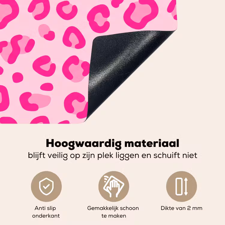 Dierenprint - Patroon - Abstract - Modern - Roze Inductie beschemer met haakjes klein -ky-onderkant-nl