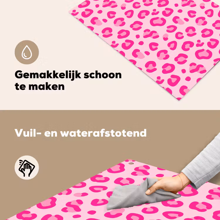 Dierenprint - Patroon - Abstract - Modern - Roze Inductie beschemer met haakjes klein -ky-schoon-nl