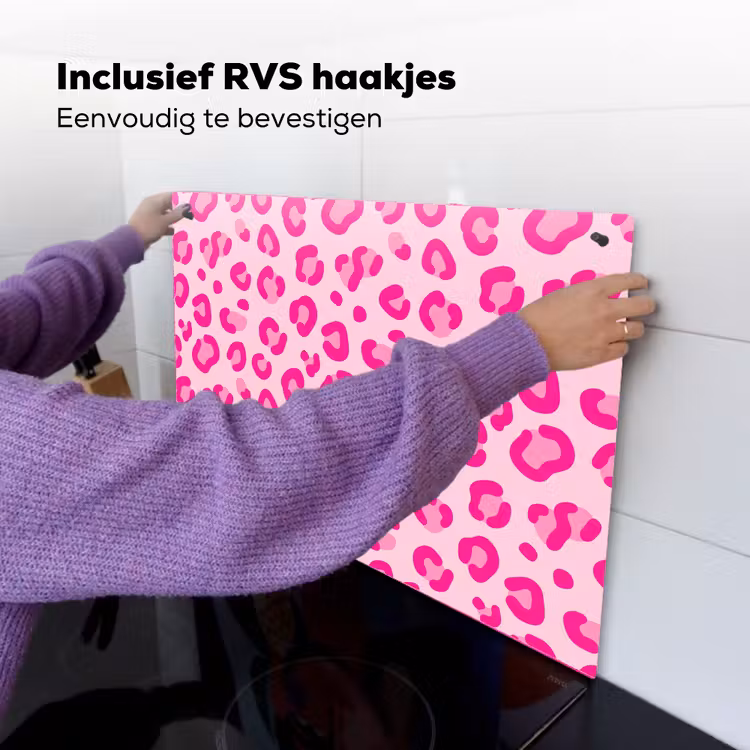 Dierenprint - Patroon - Abstract - Modern - Roze Inductie beschemer met haakjes klein -ky-ophangen-nl